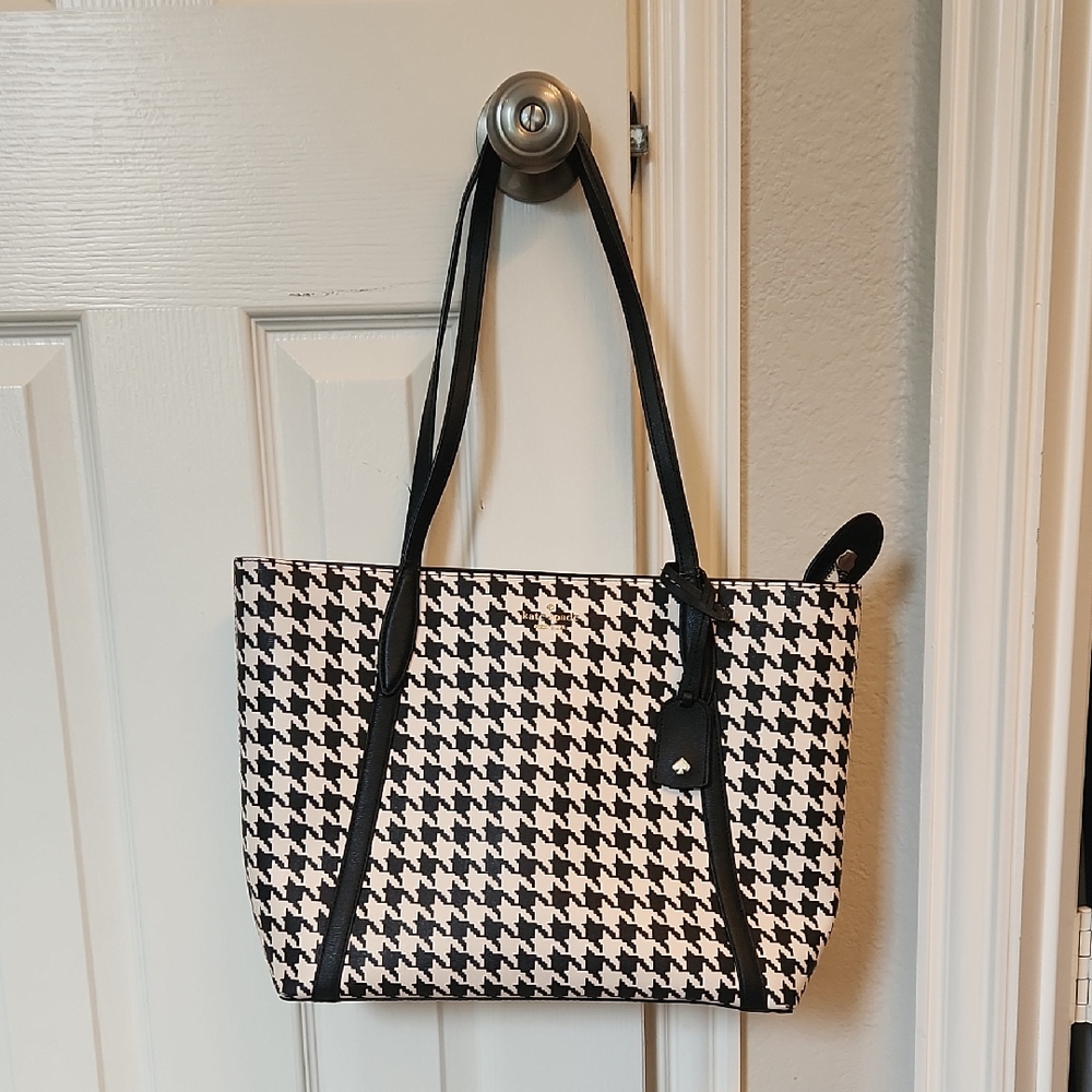 Kate Spade Black and White Houndstooth Tote